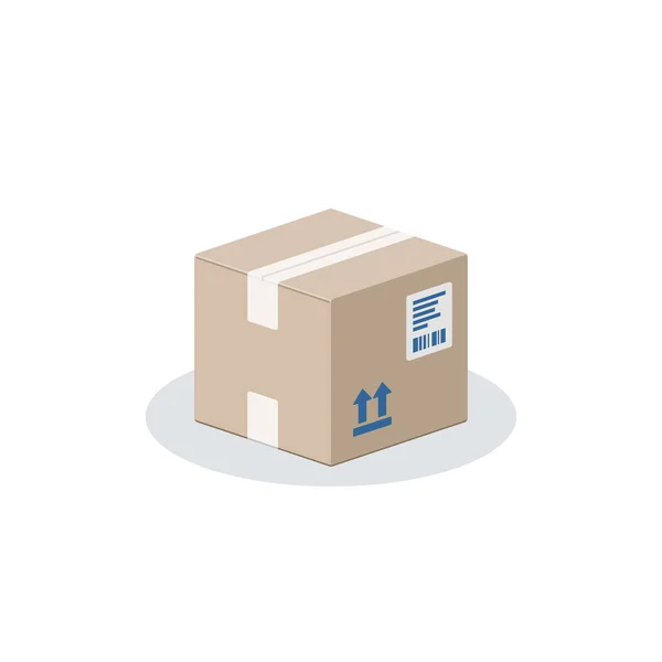 正方形の段ボール箱 閉じたカートンボックス 配達と梱包のアイコン 白い背景のベクトルイラスト — ストックベクタ