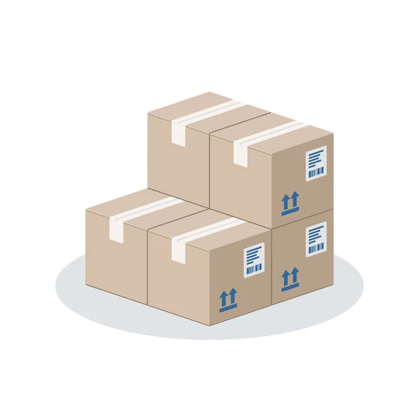 Pile Boîtes Carton Concept Livraison Emballage Illustration Vectorielle Sur Fond — Image vectorielle