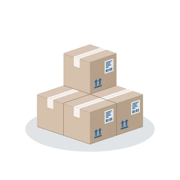 Cajas Cartón Apiladas Concepto Entrega Embalaje Ilustración Vectorial Sobre Fondo — Vector de stock