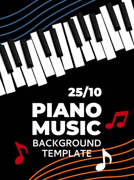 Plantilla Cartel Piano Musical Fondo Folleto Vectorial Con Ilustración Teclado — Vector de stock