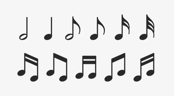 Conjunto Iconos Notas Musicales Signos Clave Musicales Símbolos Vectores Sobre — Vector de stock