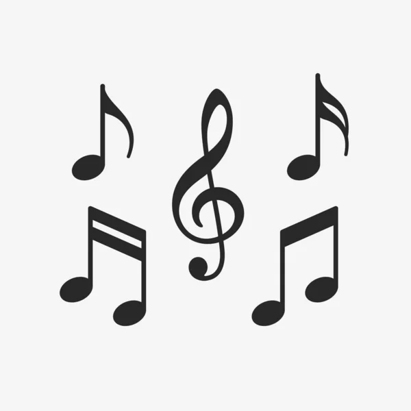 Conjunto Iconos Notas Musicales Signos Clave Musicales Símbolos Vectores Sobre — Vector de stock