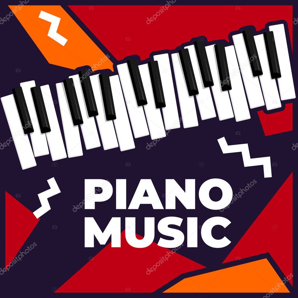 Music piano poster template. Vector flyer background with keyboard illustration. Placard template for music festival.