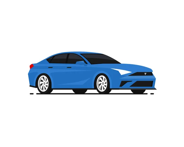 Εικονογράφηση Φορέα Αυτοκινήτου Μπλε Σεντάν Μεταφορά Οχημάτων Αυτόματη Εικόνα Επίπεδη — Διανυσματικό Αρχείο