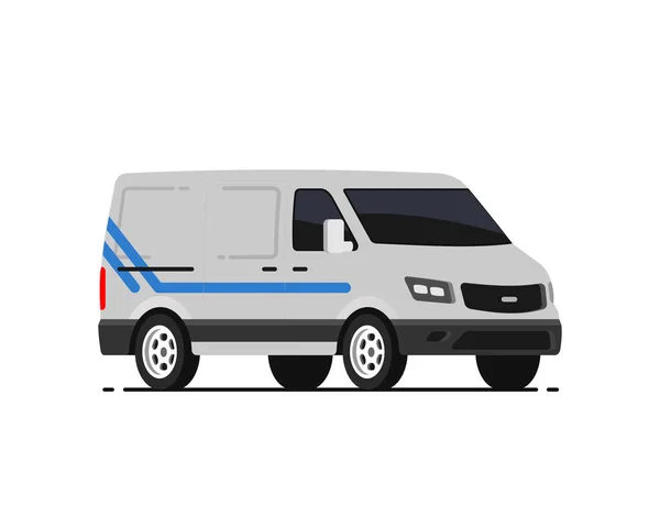 Λευκό Βιομηχανικό Βαν Φορτηγό Για Μεταφορά Εμπορευμάτων Πλευρική Άποψη Όχημα — Διανυσματικό Αρχείο