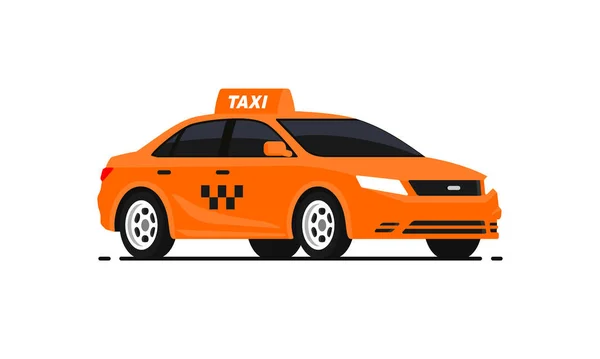Auto Taxi Ilustrace Plochém Stylu Pohled Boku Žlutého Taxíku Piktogram — Stockový vektor