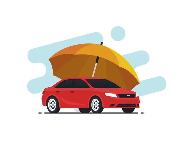 Concept Assurance Auto Parapluie Qui Protège Automobile Police Assurance Illustration — Image vectorielle