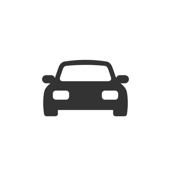 车辆矢量图标 前面的景色 黑色的轮廓 在白色背景上隔离的自动签名 平面样式的说明 — 图库矢量图片