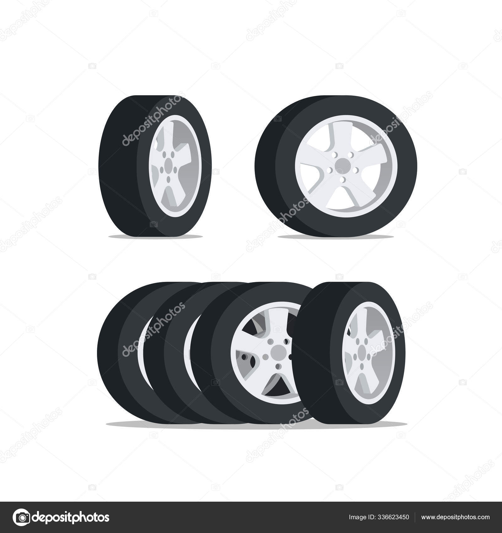 Set Car Wheel Icon Tyre Car Stack New Car Tires Stock Vector Image by ©belozersky #336623450