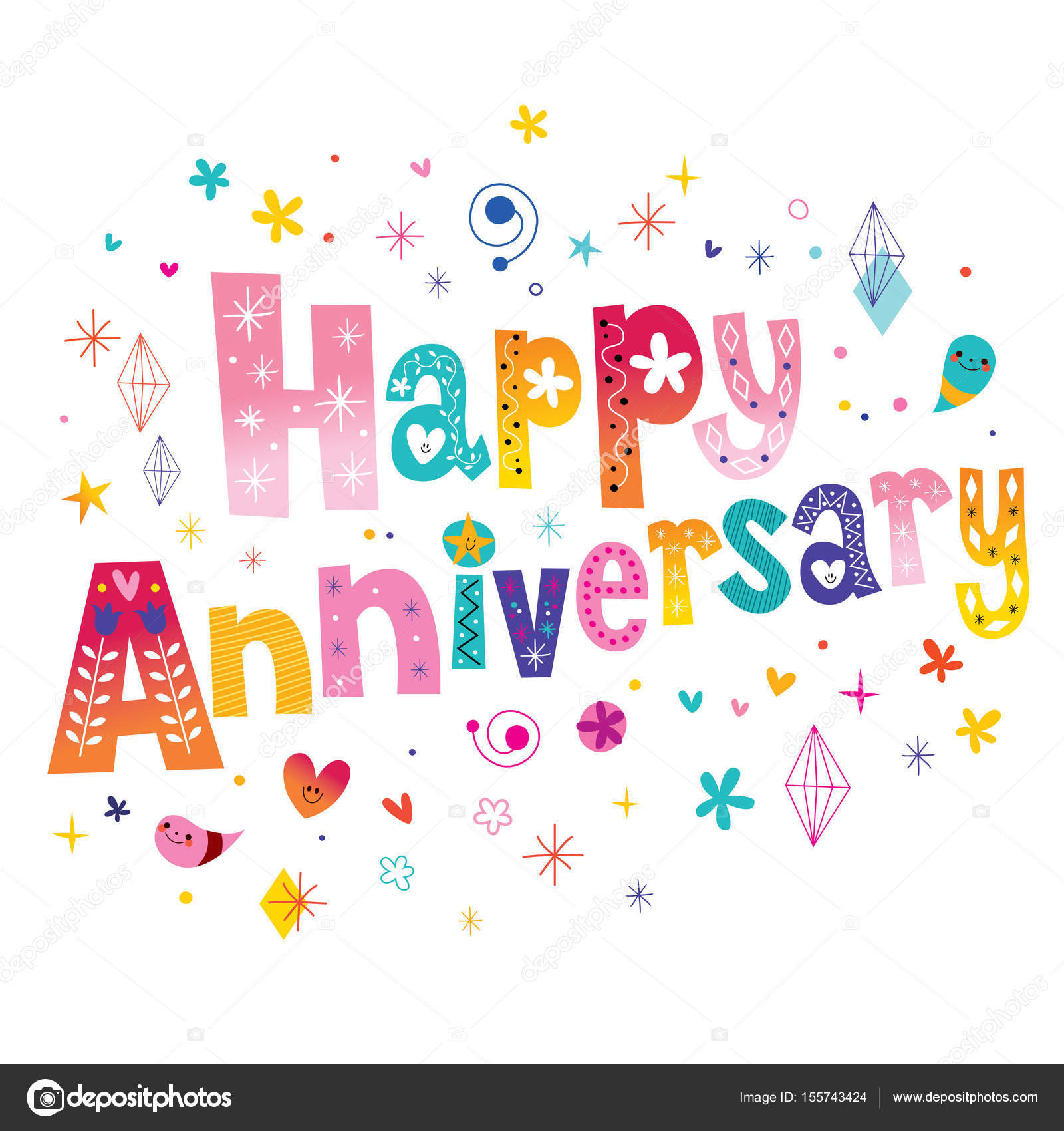 Happy Anniversary Lettering Design Celebration Happy Anniversary Lettering Design