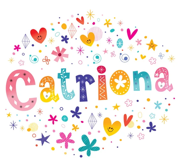 Catriona meninas nome decorativo lettering tipo design — Vetor de Stock