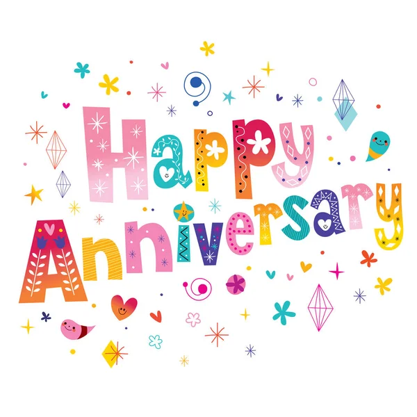 Happy Anniversary celebration decoratieve tekstontwerp belettering — Stockvector