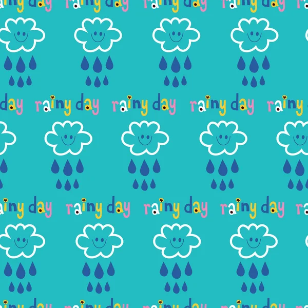 雨の日の雲と雨の空、シームレスなパターン — ストックベクタ