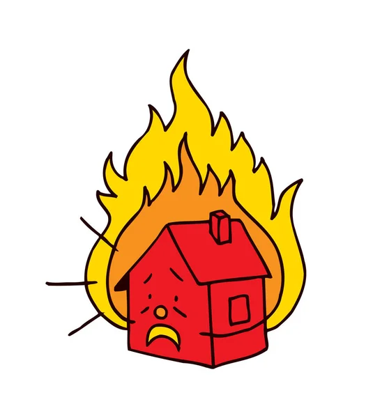 Burning house illustration — Stock Vector