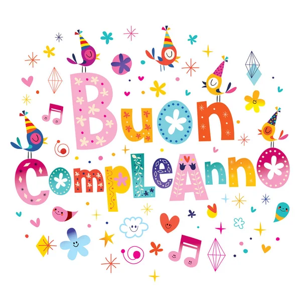 Buon compleanno Buon compleanno nel biglietto d'auguri italiano — Vettoriale Stock