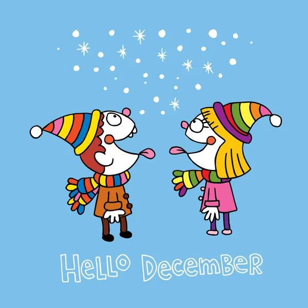 Hallo December kaart — Stockvector