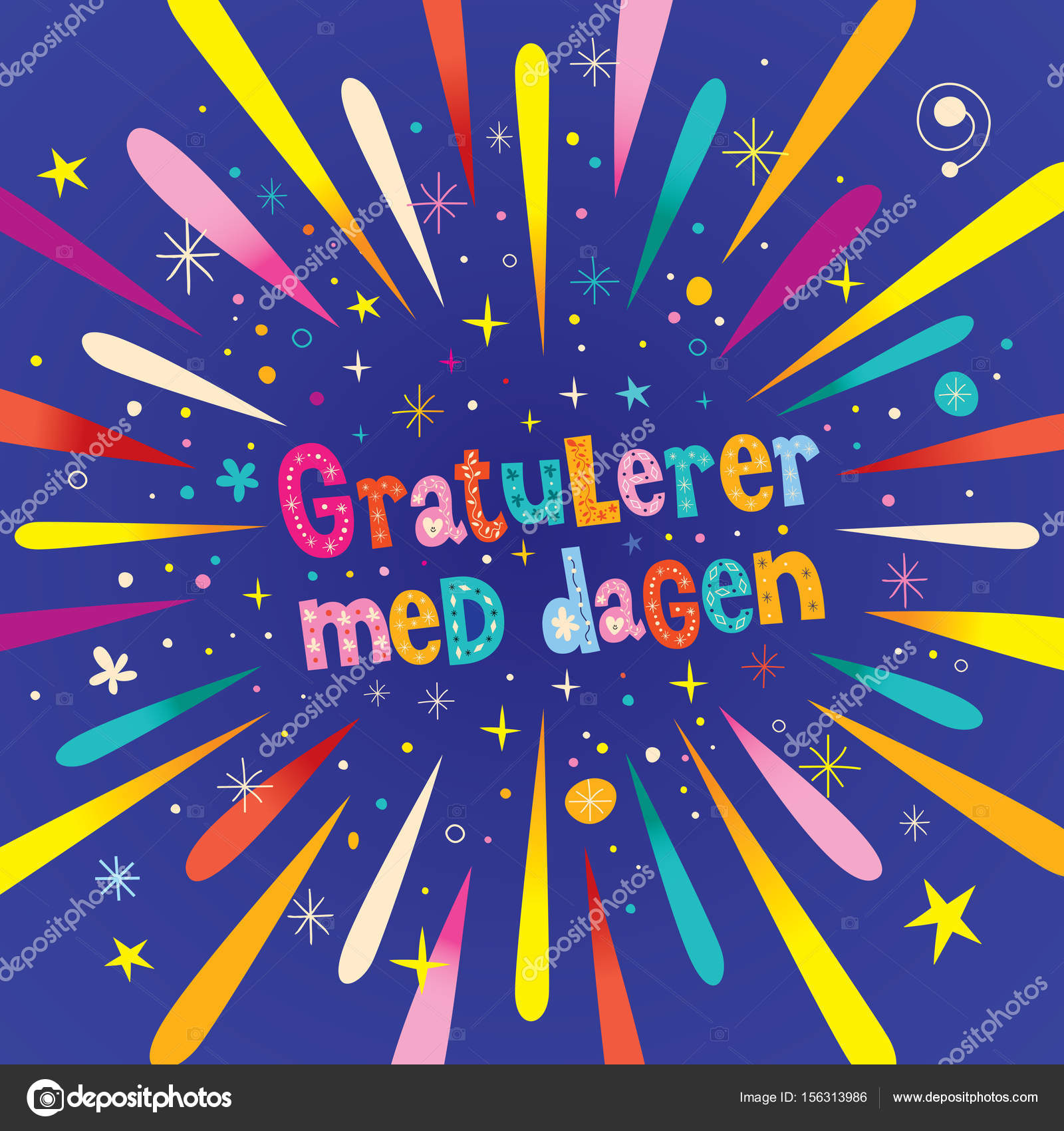 Gratulerer med dagen Gratulerer med dagen på norsk stockvektor © Aliasching  #156313986, image size:963x1024