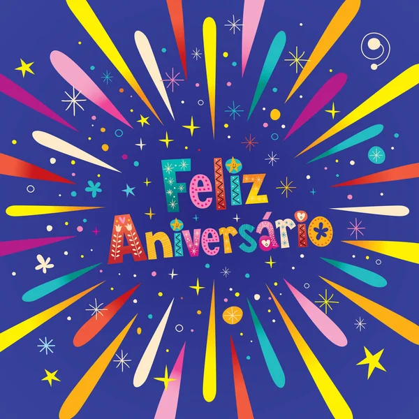 Feliz Aniversario Portugais Joyeux anniversaire — Image vectorielle