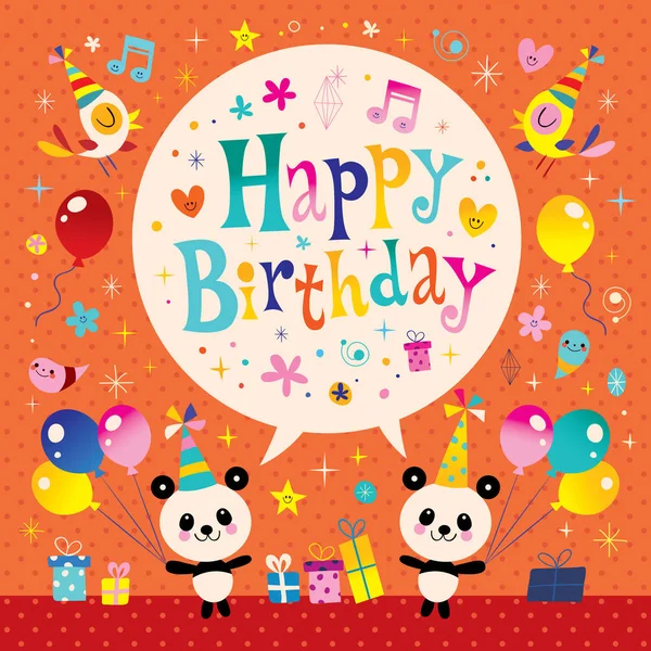 Feliz cumpleaños niños tarjeta de felicitación — Vector de stock