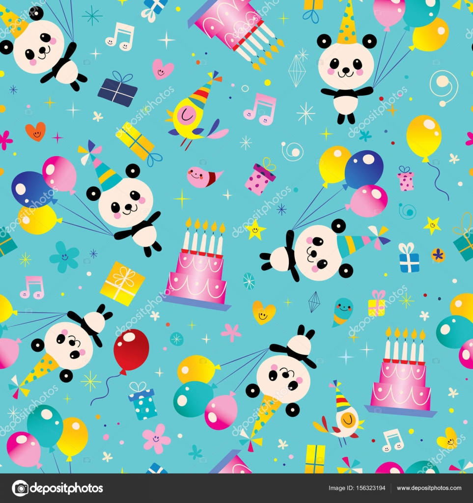 Download Happy Birthday seamless pattern with cute panda bears ...