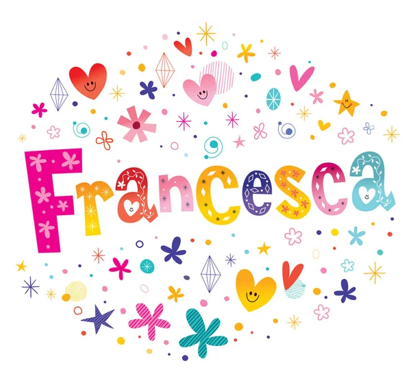 Francesca meninas nome decorativo lettering tipo design — Vetor de Stock