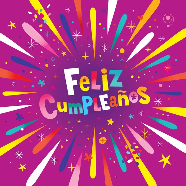Feliz Cumpleanos Feliz cumpleaños en tarjeta española — Vector de stock