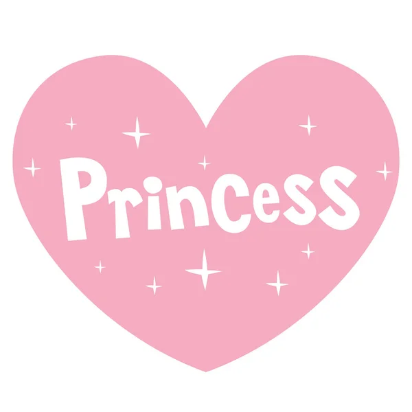 Princess pink heart shaped lettering design — Stock Vector
