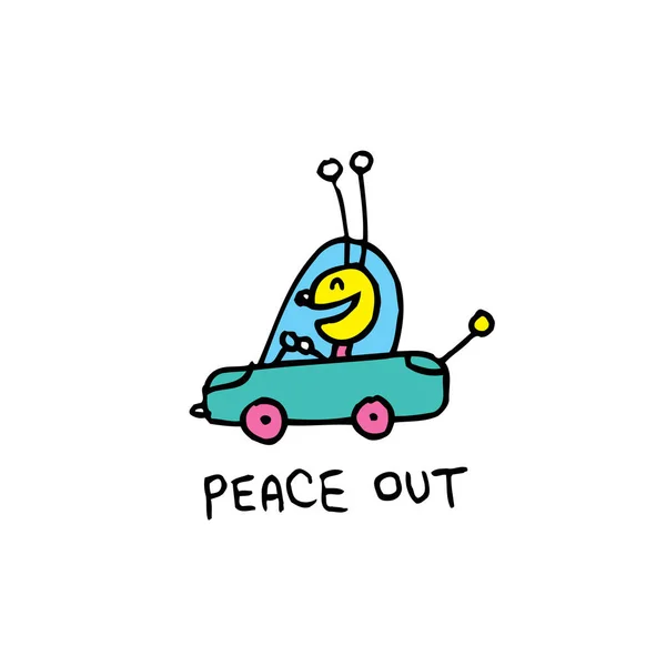Peace out cute bug character — Stock Vector