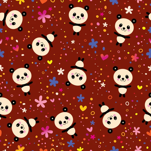 Baby panda bears seamless pattern — Stock Vector