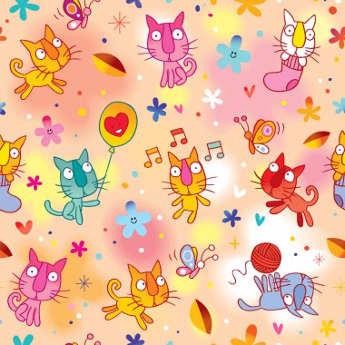 Dikişsiz desen oynayan sevimli yavru kedi