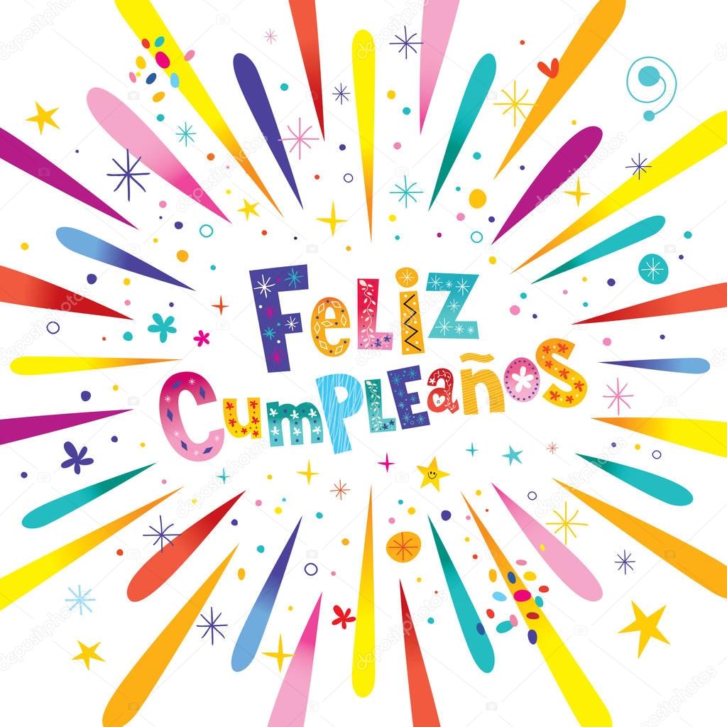 Feliz Cumpleanos Happy Birthday In Spanish Card Stock Vector Images ...