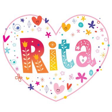 Rita kızlar dekoratif yazı kalp love tasarım şeklinde adlandırın
