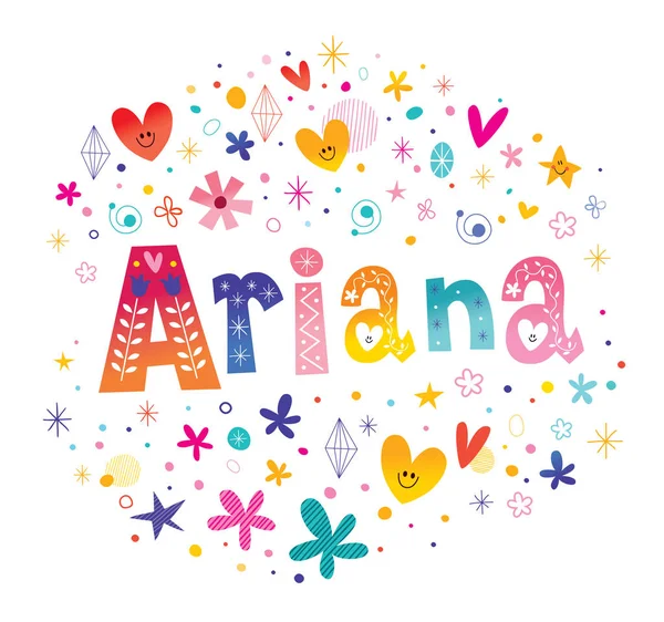 Ariana meninas nome decorativo lettering tipo design — Vetor de Stock