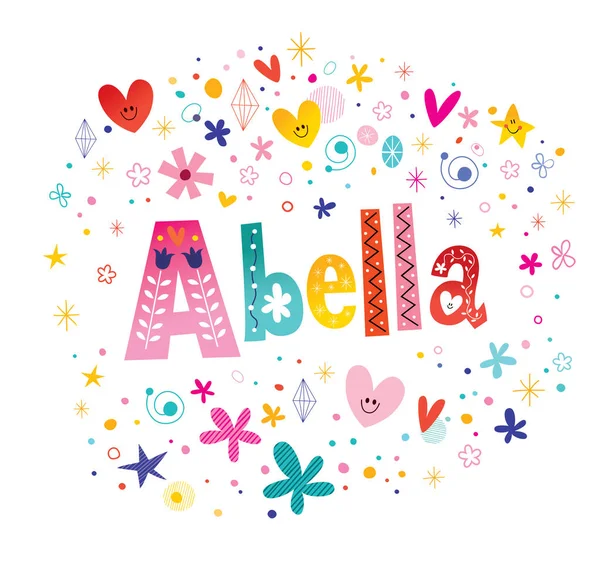 Abella girls name decorative lettering type design — Stock Vector