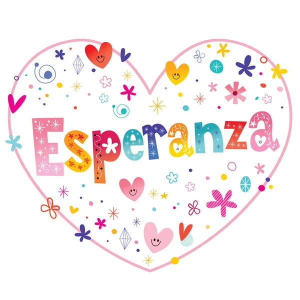 Esperanza Mädchen Namen dekorativen Schriftzug herzförmige Liebe Design — Stockvektor