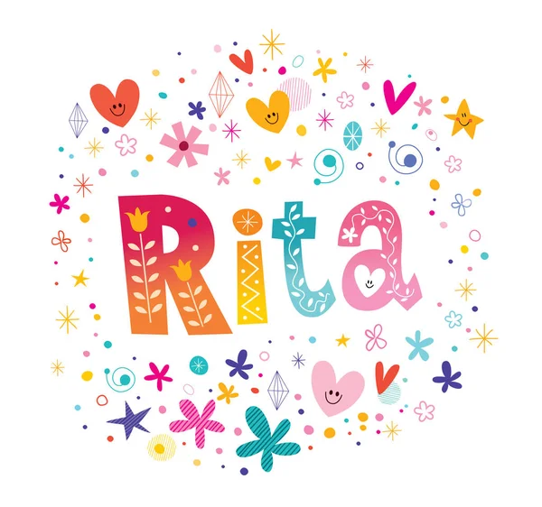 Rita girls name decorative lettering type design — Stock Vector