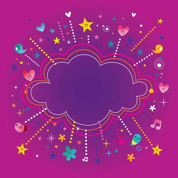 Plaisir heureux éclate explosion dessin animé nuage forme bannière cadre — Image vectorielle