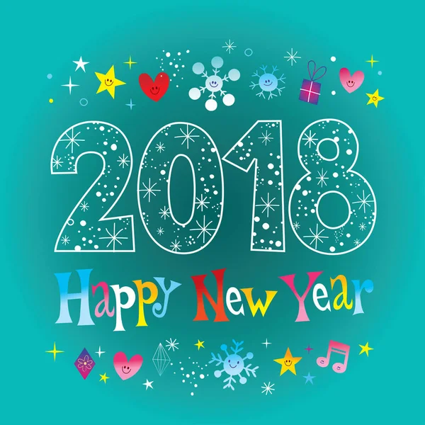 Felice Anno Nuovo 2018 Biglietto Auguri — Vettoriale Stock