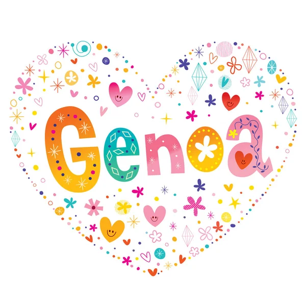 Genoa City Italy Heart Shaped Design — Stock Vector
