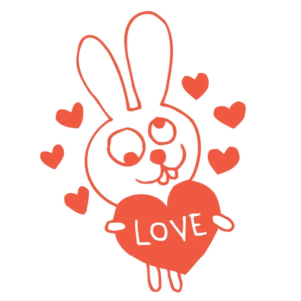 Bunny Love Cartoon Character — Stock Vector