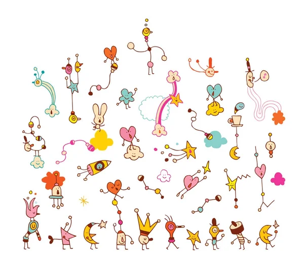 Cartoon Stripfiguren Groep Illustratie — Stockvector