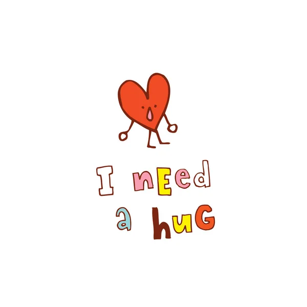 Need Hug Милый Сердечный Персонаж — стоковый вектор