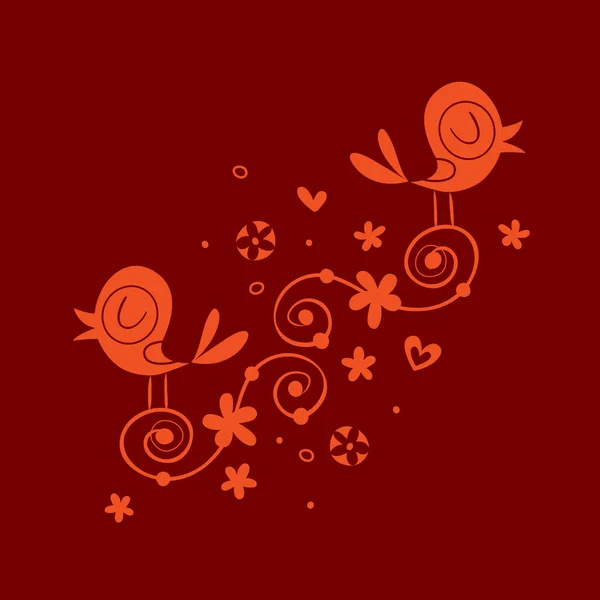 Amor Aves Naturaleza Viñeta — Vector de stock