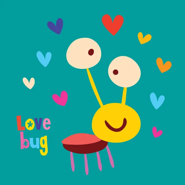 Love Bug Stripfiguur — Stockvector