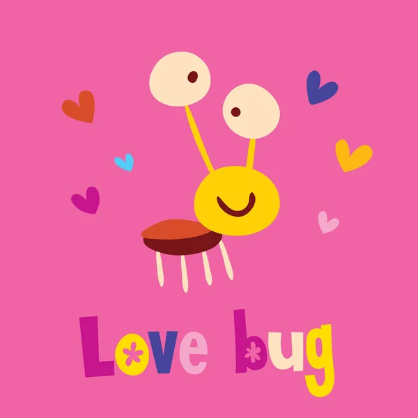 Amore Bug Personaggio Cartone Animato — Vettoriale Stock