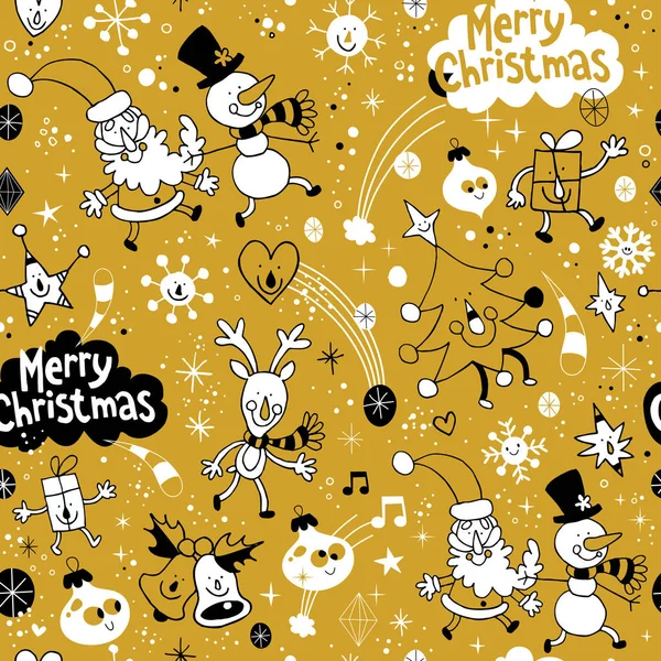 Merry Christmas Holiday Seamless Pattern — Stock Vector