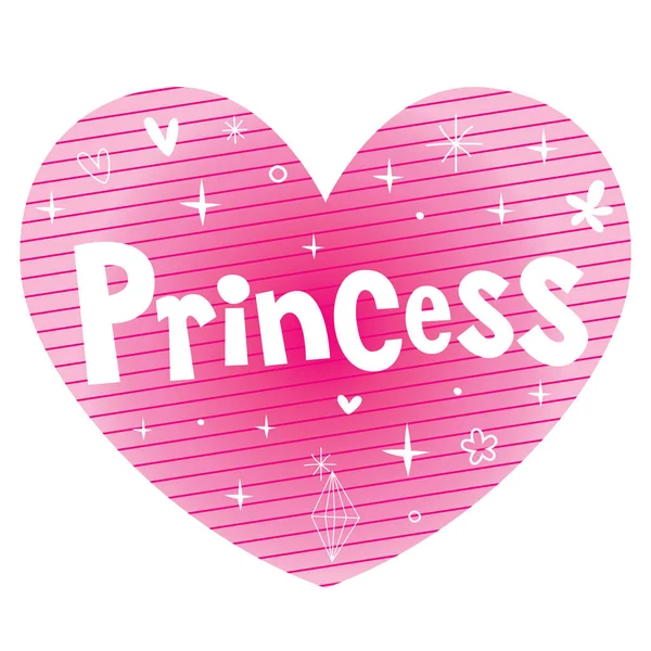 Princesa Rosa Corazón Forma Diseño Letras — Vector de stock