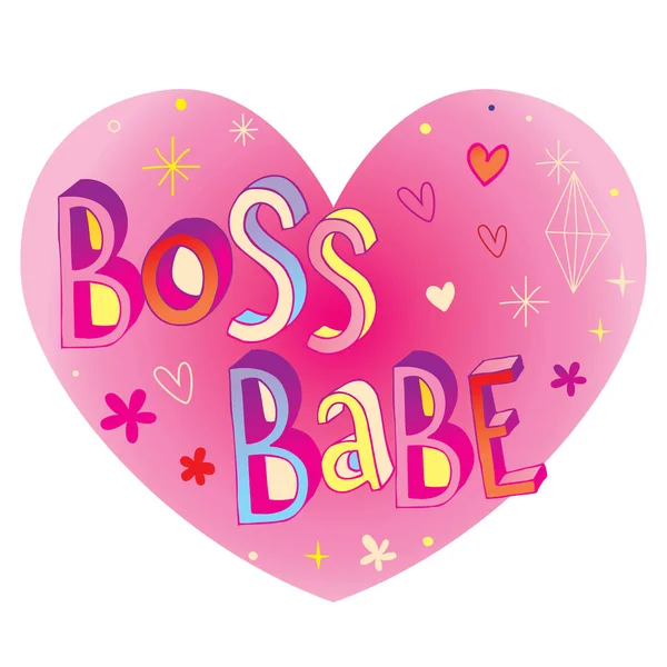 Boss Babe Heart Shaped Design Hand Lettering — Stock Vector