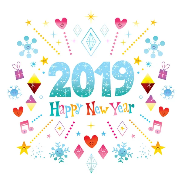 Šťastný Nový Rok 2019 Blahopřání — Stockový vektor