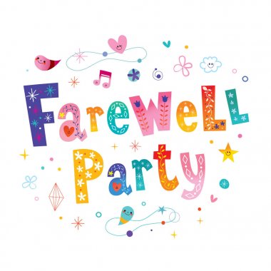 Farewell party decorative lettering clipart